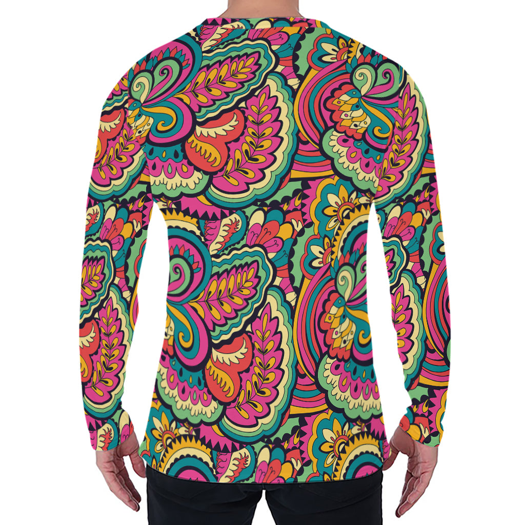 Retro Psychedelic Hippie Pattern Print Men's Long Sleeve T-Shirt