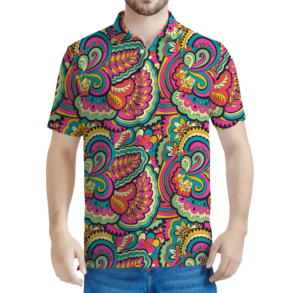 Retro Psychedelic Hippie Pattern Print Men's Polo Shirt