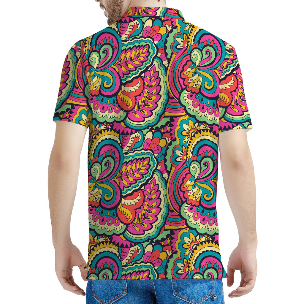 Retro Psychedelic Hippie Pattern Print Men's Polo Shirt