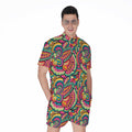 Retro Psychedelic Hippie Pattern Print Men's Romper
