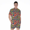 Retro Psychedelic Hippie Pattern Print Men's Rompers