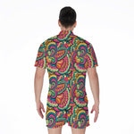 Retro Psychedelic Hippie Pattern Print Men's Rompers