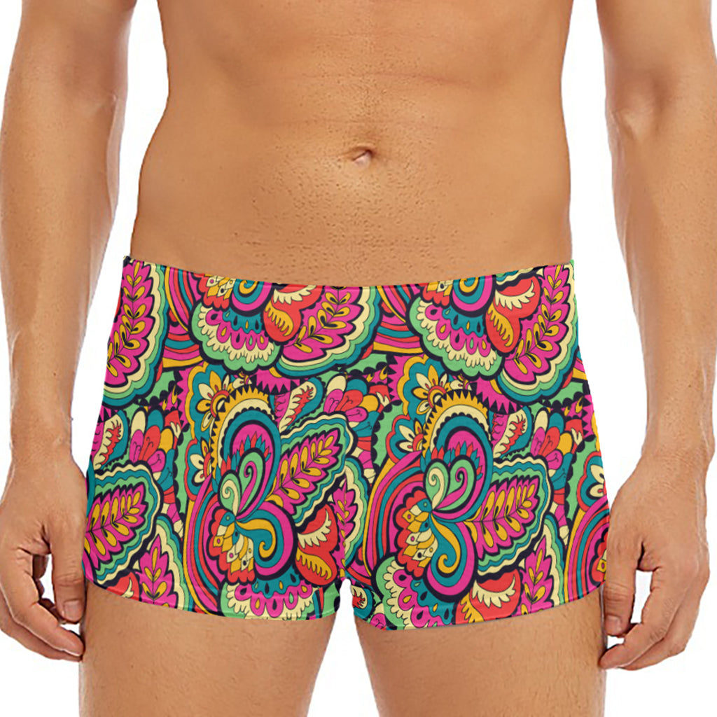 Retro Psychedelic Hippie Pattern Print Men's Short Boxer Briefs