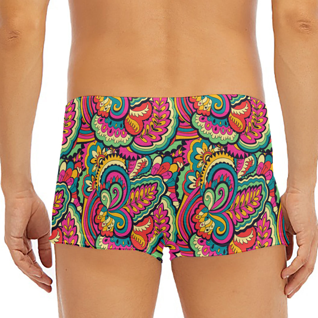 Retro Psychedelic Hippie Pattern Print Men's Short Boxer Briefs
