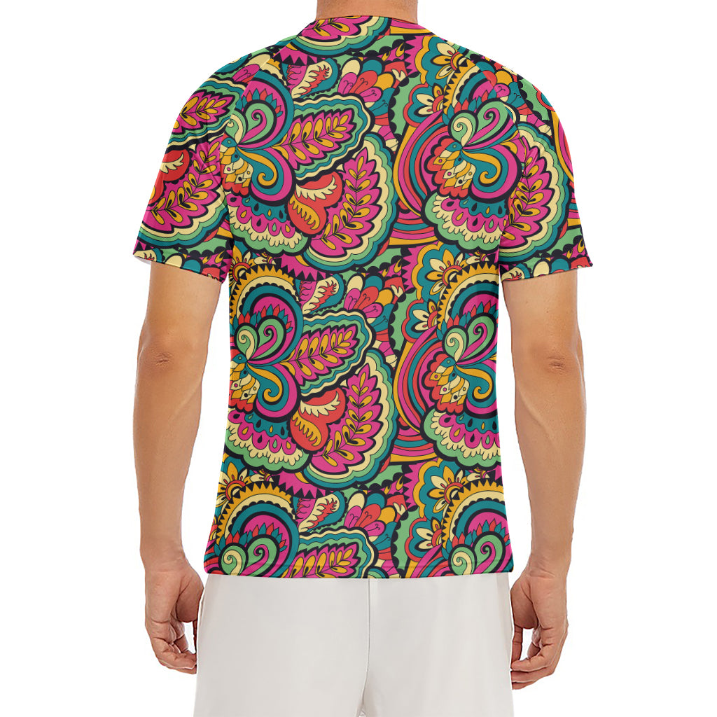 Retro Psychedelic Hippie Pattern Print Men's Short Sleeve Rash Guard