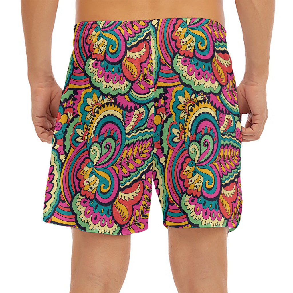 Retro Psychedelic Hippie Pattern Print Men's Split Running Shorts