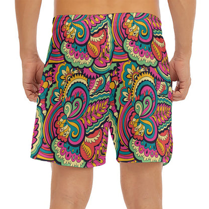 Retro Psychedelic Hippie Pattern Print Men's Split Running Shorts