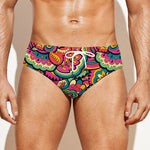 Retro Psychedelic Hippie Pattern Print Men's Swim Briefs