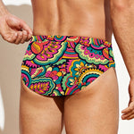 Retro Psychedelic Hippie Pattern Print Men's Swim Briefs