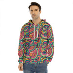 Retro Psychedelic Hippie Pattern Print Men's Velvet Pullover Hoodie