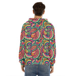 Retro Psychedelic Hippie Pattern Print Men's Velvet Pullover Hoodie
