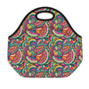 Retro Psychedelic Hippie Pattern Print Neoprene Lunch Bag