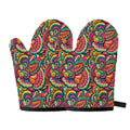 Retro Psychedelic Hippie Pattern Print Oven Mitts