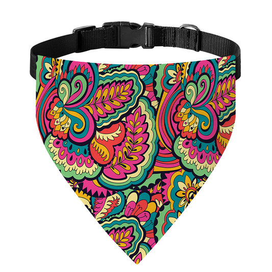 Retro Psychedelic Hippie Pattern Print Over The Collar Dog Bandana