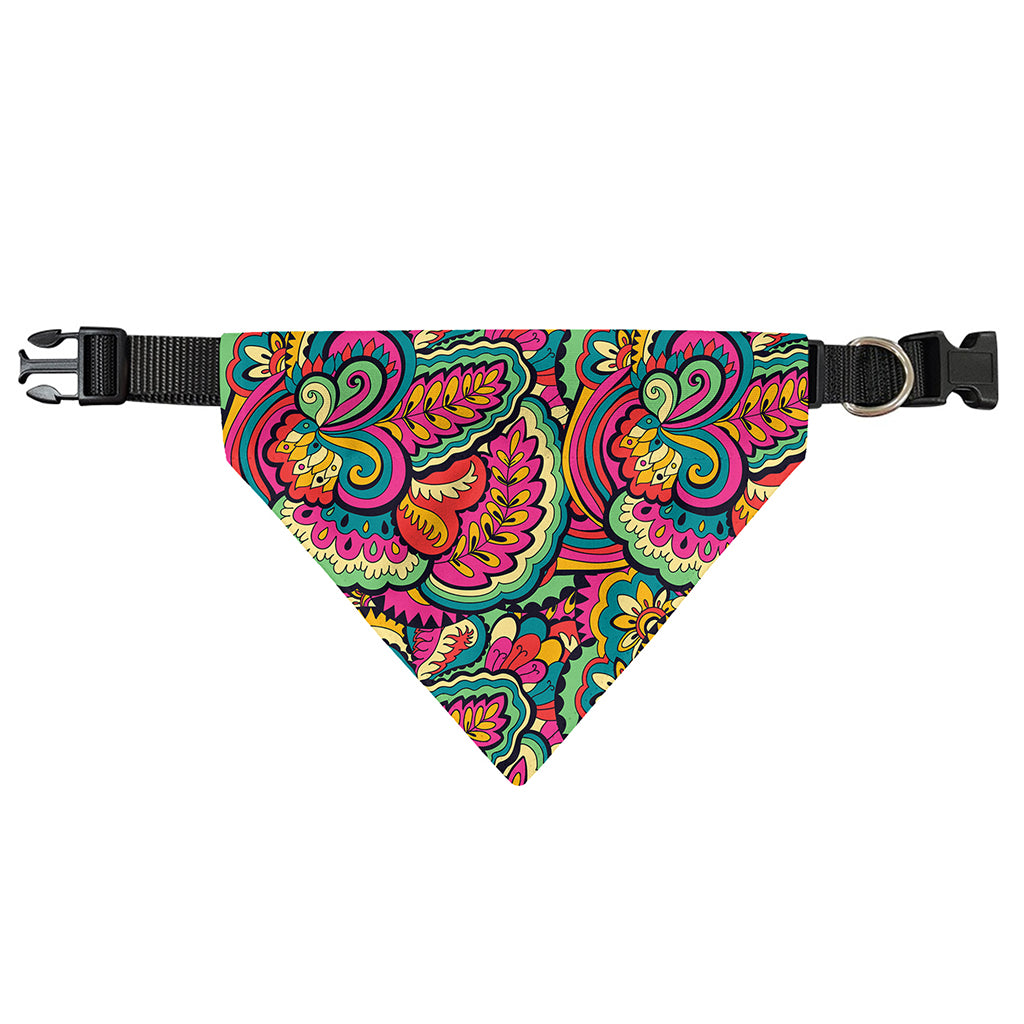 Retro Psychedelic Hippie Pattern Print Over The Collar Dog Bandana