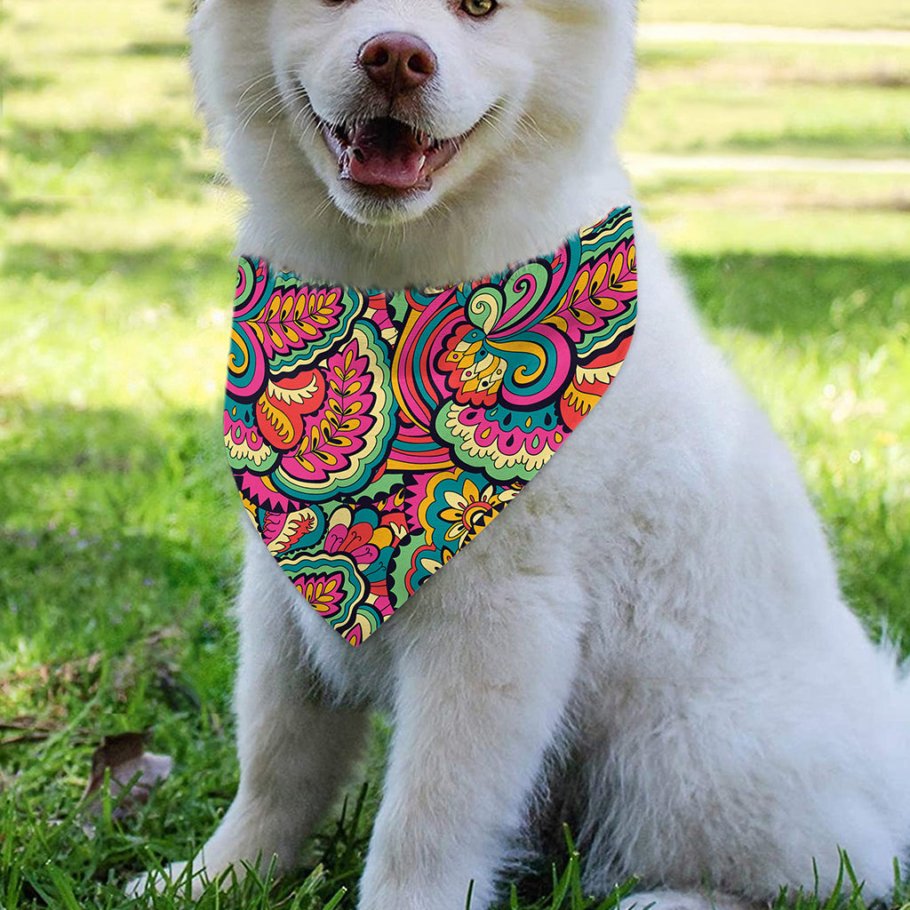 Retro Psychedelic Hippie Pattern Print Over The Collar Dog Bandana