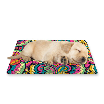 Retro Psychedelic Hippie Pattern Print Pet Cooling Mat Cover