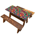 Retro Psychedelic Hippie Pattern Print Picnic Table Cover