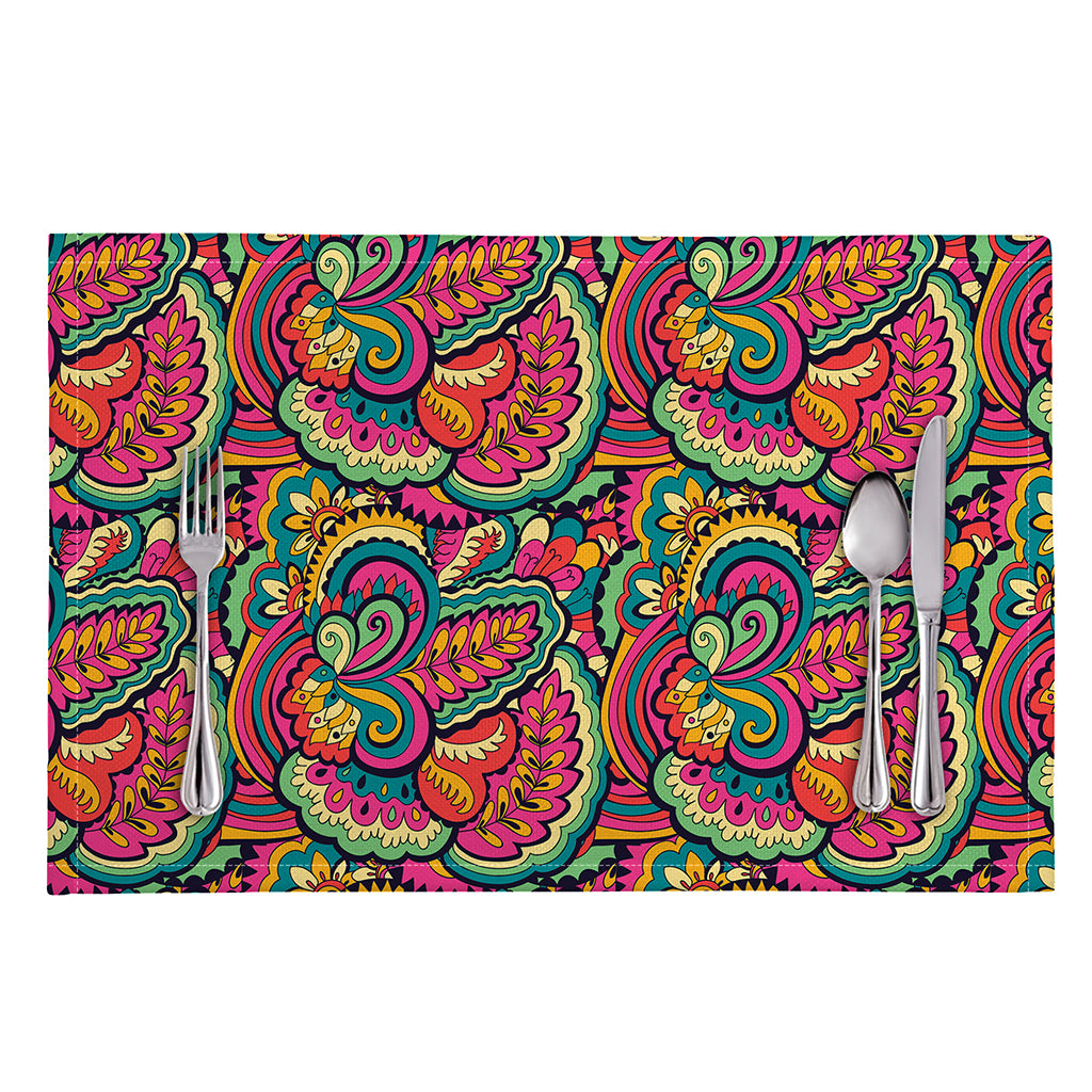 Retro Psychedelic Hippie Pattern Print Placemat