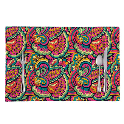 Retro Psychedelic Hippie Pattern Print Placemat