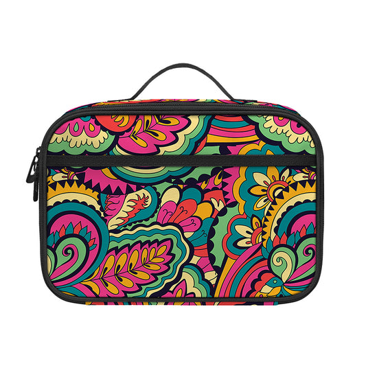 Retro Psychedelic Hippie Pattern Print Portable Lunch Bag