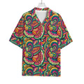Retro Psychedelic Hippie Pattern Print Rayon Hawaiian Shirt