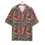 Retro Psychedelic Hippie Pattern Print Rayon Hawaiian Shirt