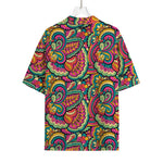 Retro Psychedelic Hippie Pattern Print Rayon Hawaiian Shirt