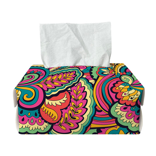 Retro Psychedelic Hippie Pattern Print Rectangle Tissue Box Cover