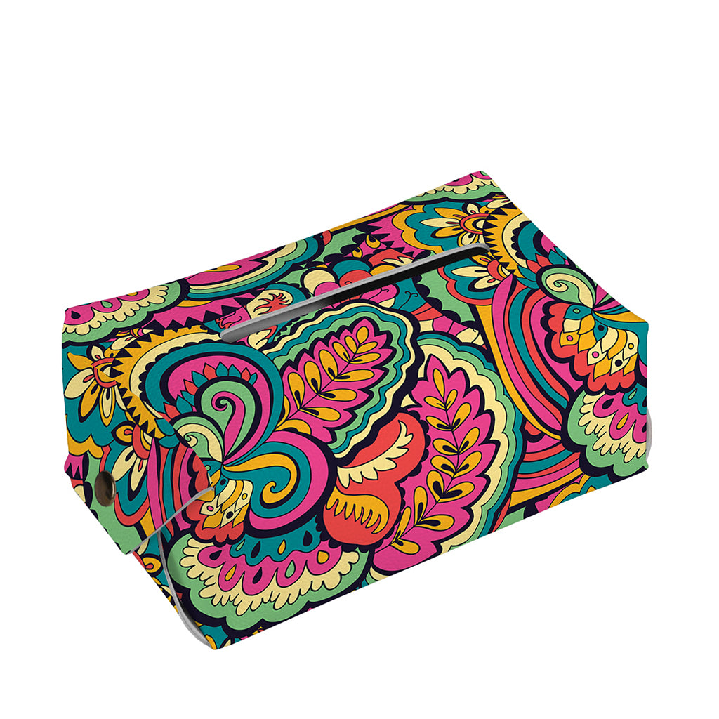 Retro Psychedelic Hippie Pattern Print Rectangle Tissue Box Cover