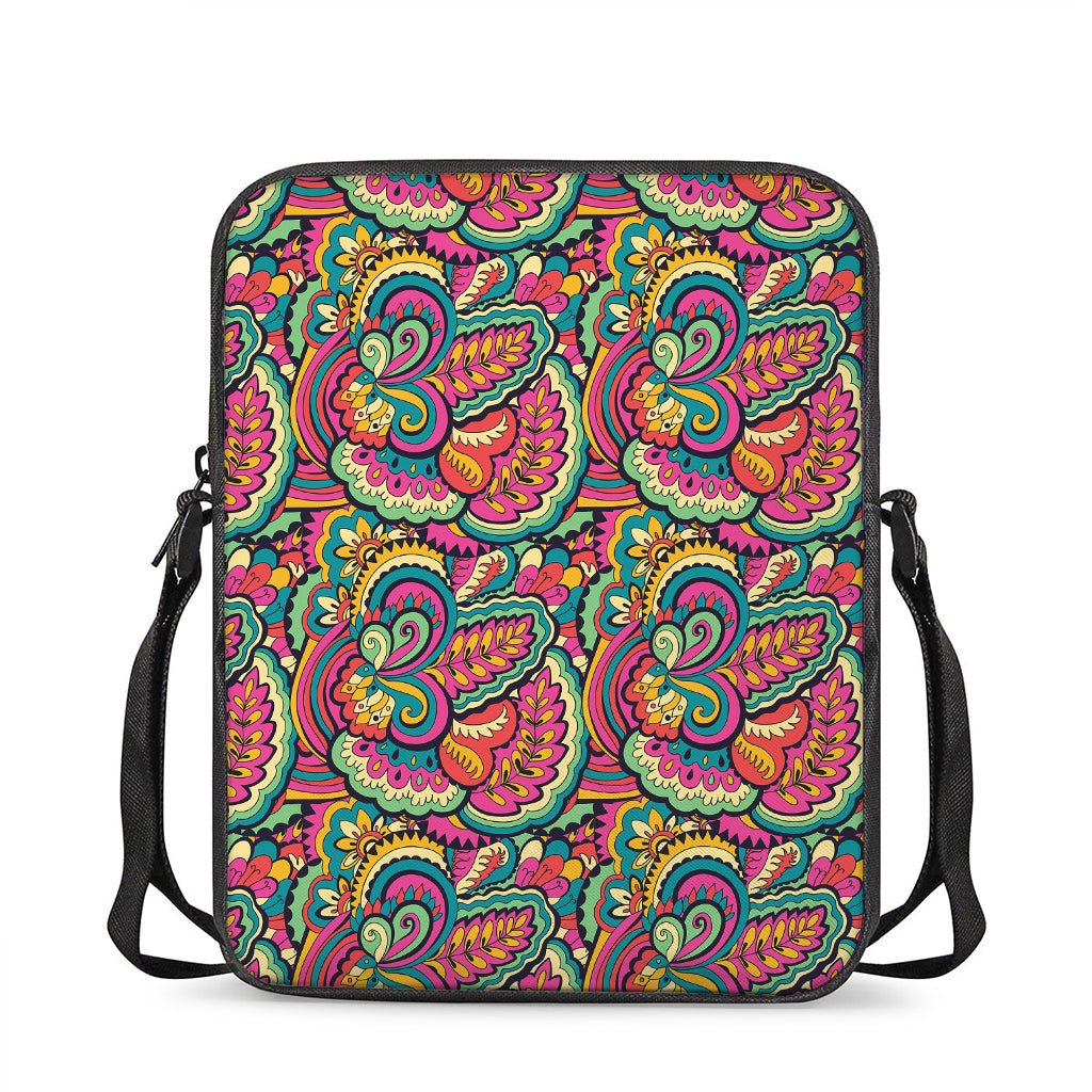 Retro Psychedelic Hippie Pattern Print Rectangular Crossbody Bag