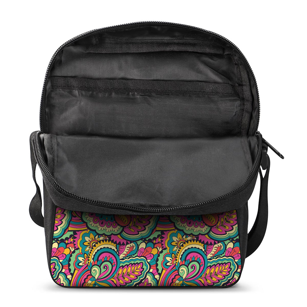Retro Psychedelic Hippie Pattern Print Rectangular Crossbody Bag