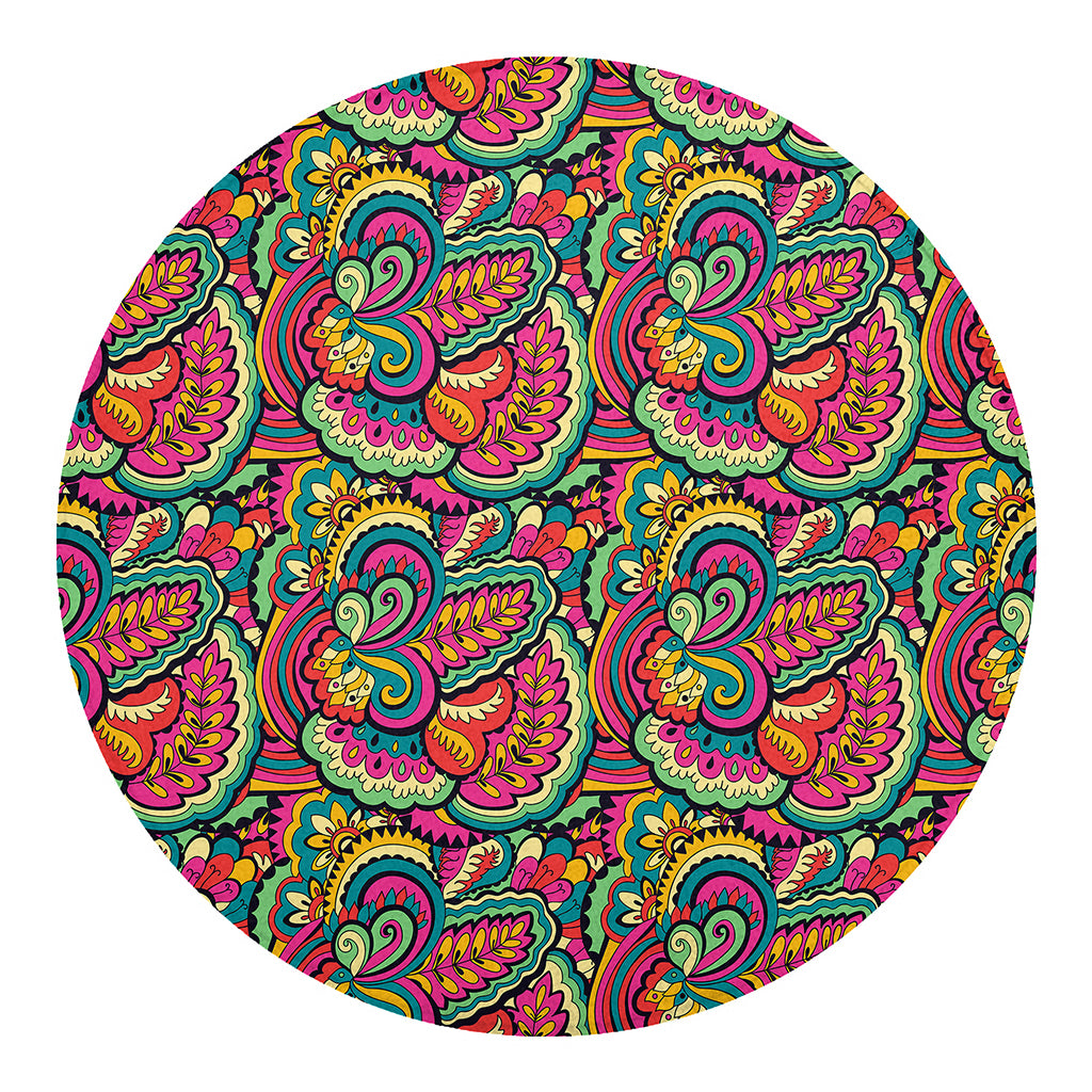 Retro Psychedelic Hippie Pattern Print Round Blanket