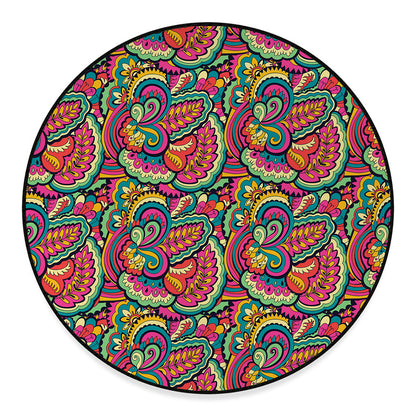 Retro Psychedelic Hippie Pattern Print Round Floor Mat