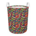 Retro Psychedelic Hippie Pattern Print Round Laundry Basket