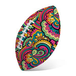 Retro Psychedelic Hippie Pattern Print Rugby Ball