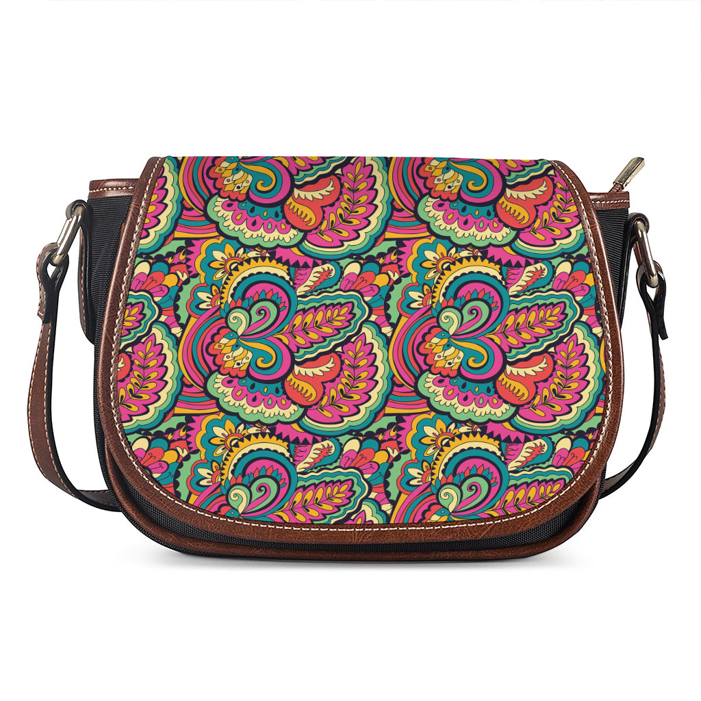 Retro Psychedelic Hippie Pattern Print Saddle Bag