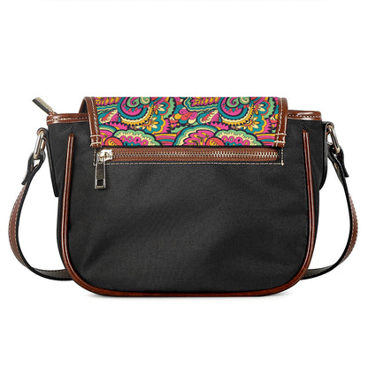 Retro Psychedelic Hippie Pattern Print Saddle Bag