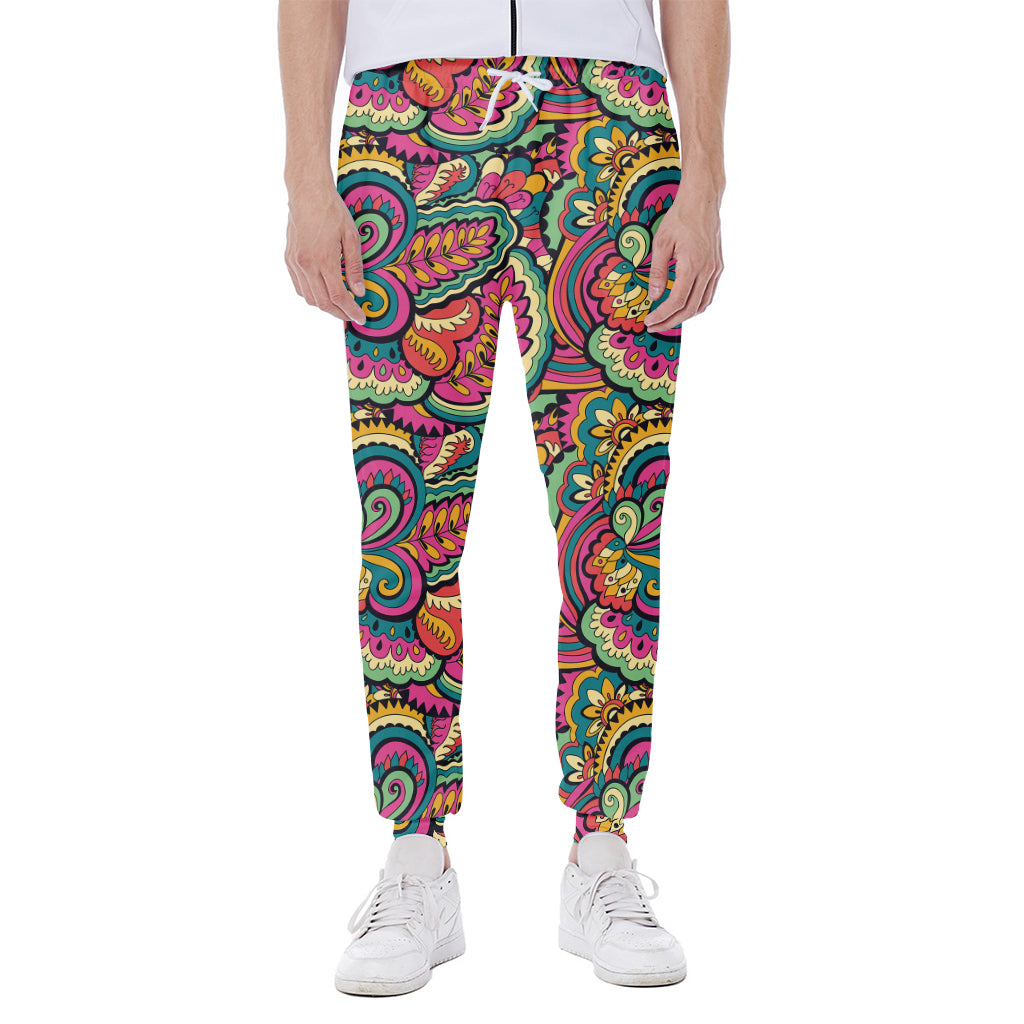 Retro Psychedelic Hippie Pattern Print Scuba Joggers