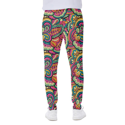 Retro Psychedelic Hippie Pattern Print Scuba Joggers