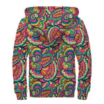 Retro Psychedelic Hippie Pattern Print Sherpa Lined Zip Up Hoodie
