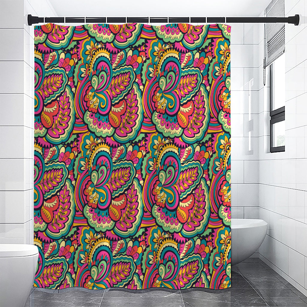 Retro Psychedelic Hippie Pattern Print Shower Curtain