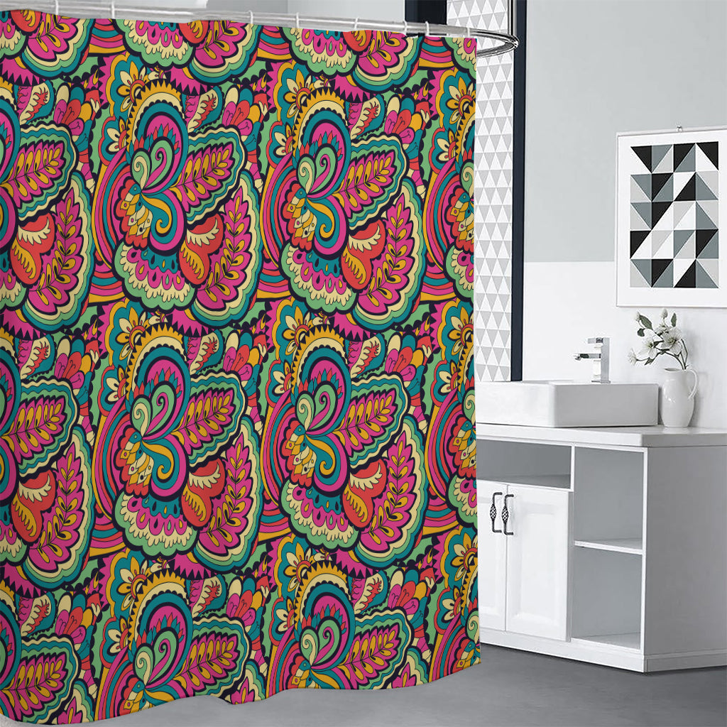 Retro Psychedelic Hippie Pattern Print Shower Curtain