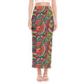 Retro Psychedelic Hippie Pattern Print Side Slit Maxi Skirt