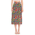Retro Psychedelic Hippie Pattern Print Side Slit Midi Skirt