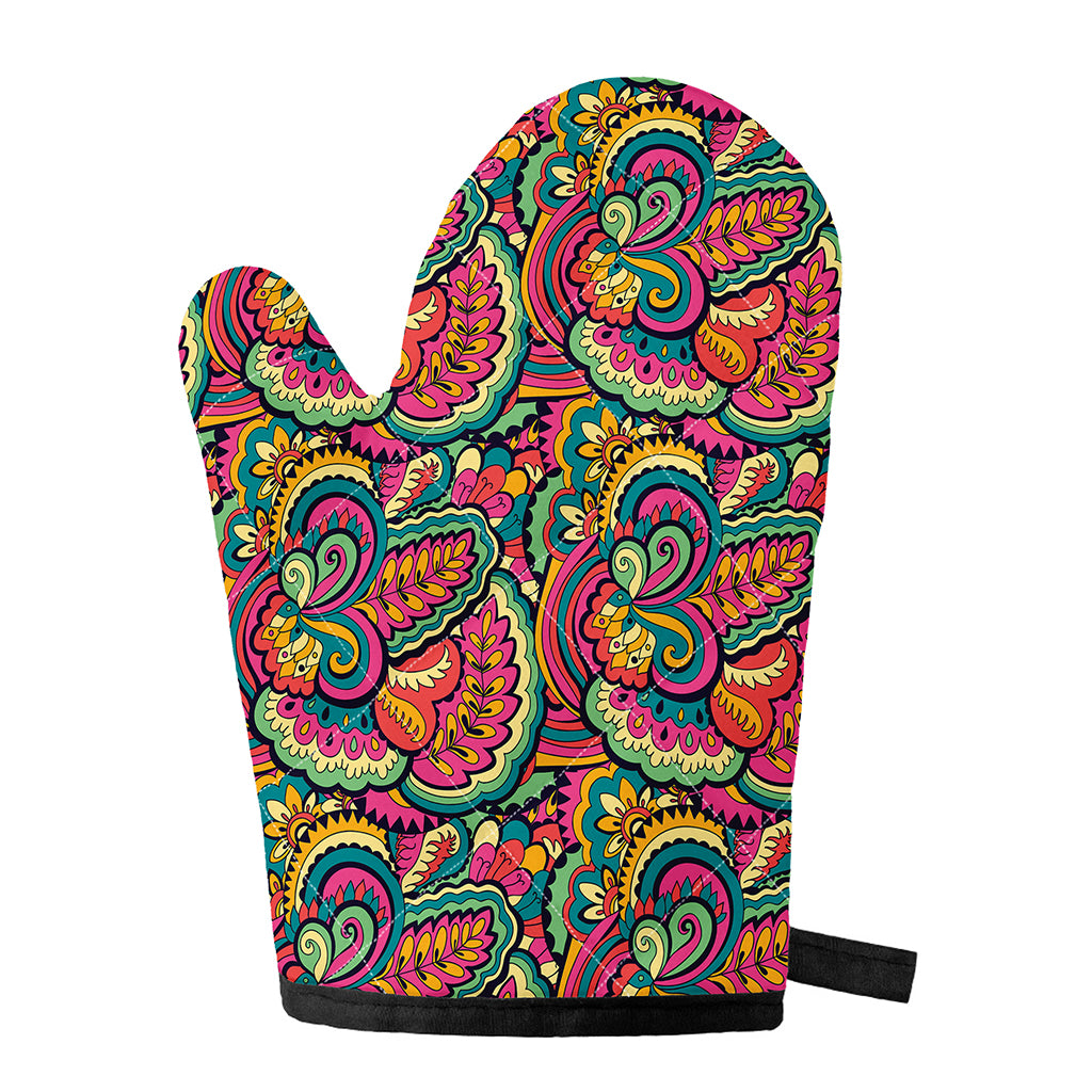 Retro Psychedelic Hippie Pattern Print Single Oven Mitt
