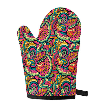 Retro Psychedelic Hippie Pattern Print Single Oven Mitt