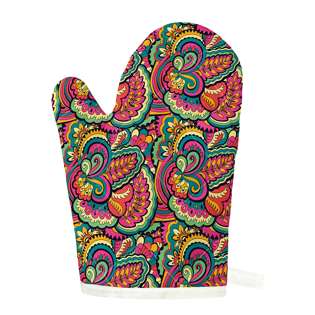Retro Psychedelic Hippie Pattern Print Single Oven Mitt