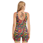 Retro Psychedelic Hippie Pattern Print Sleeveless One Piece Swimsuit