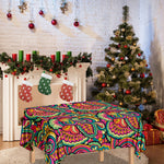 Retro Psychedelic Hippie Pattern Print Tablecloth